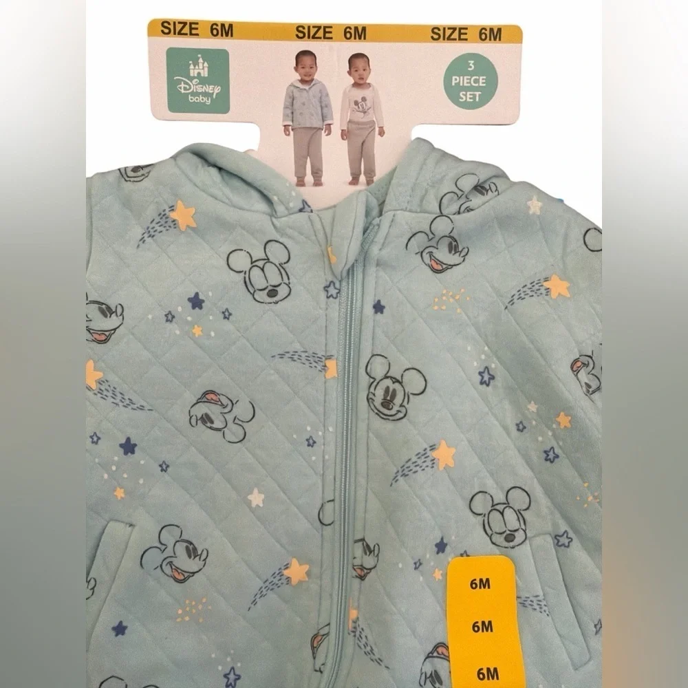 Disney Baby Snap Close Top, Sweatpants, Zippered Hoodie 3 Piece Set NWT
